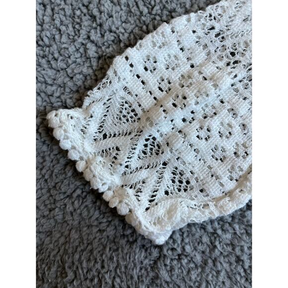 Soma Coverup Mini Dress Medium Crochet Open Knit Sheer Long Sleeve White Beach - Picture 6 of 14